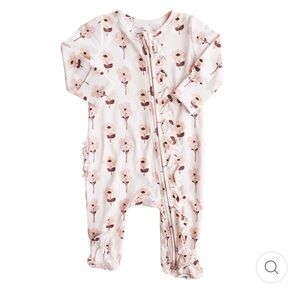 Caden Lane Vera’s Vintage Floral Ruffle Zipper Footie